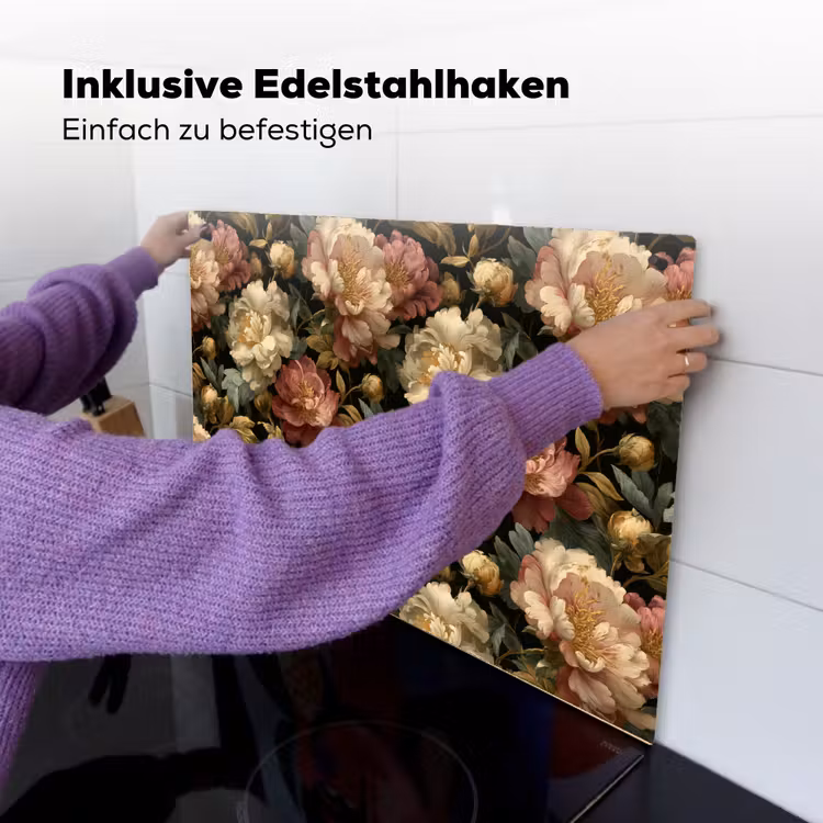 Bloemen - Barok - Patroon - Roze - Crème Inductie beschemer met haakjes klein 777 -ky-ophangen-de