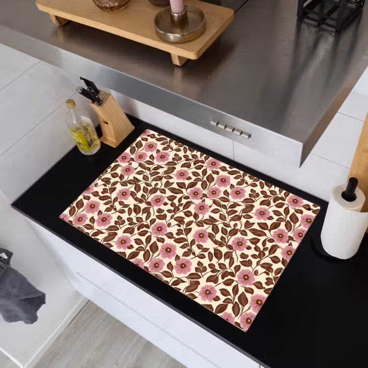 Bloemen - Bladeren - Kleurrijk Inductie beschemer met haakjes klein 777 -sfeer1