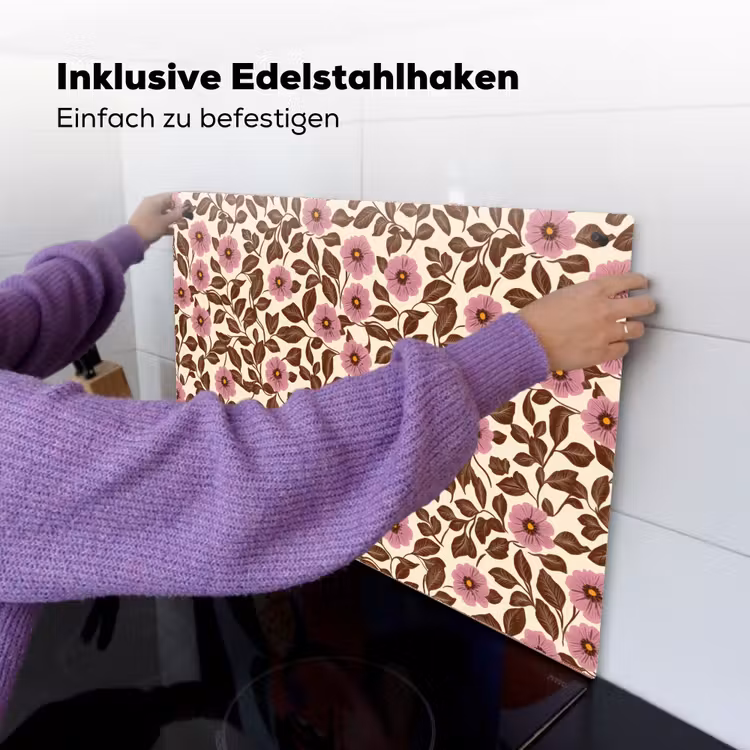 Bloemen - Bladeren - Kleurrijk Inductie beschemer met haakjes klein 777 -ky-ophangen-de