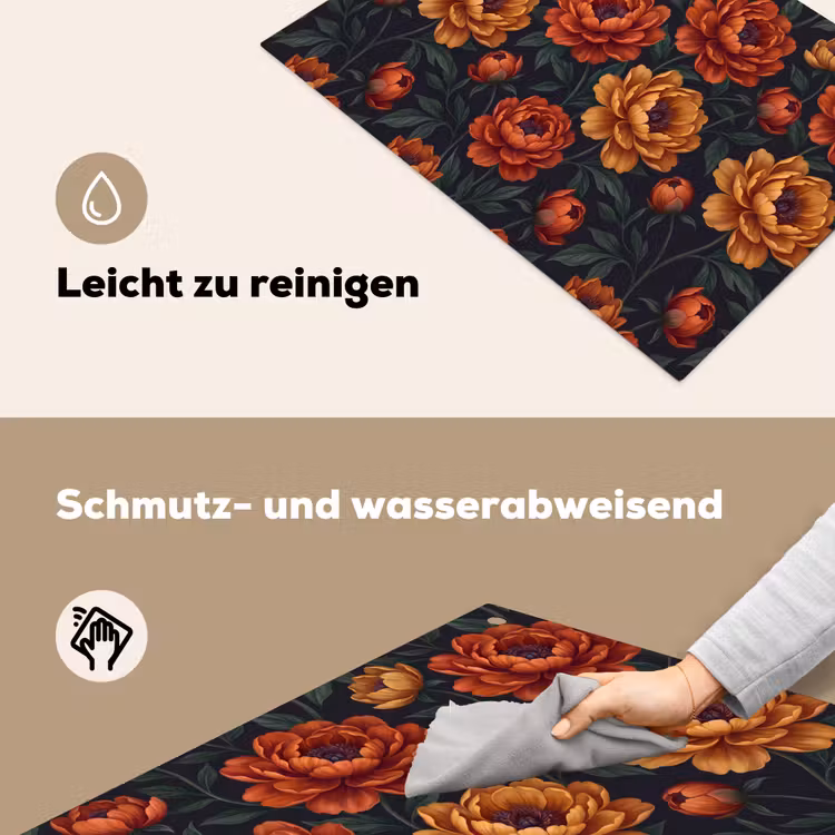 Bloemen - Bladeren - Natuur - Modern - Oranje Inductie beschemer met haakjes klein -ky-schoon-de