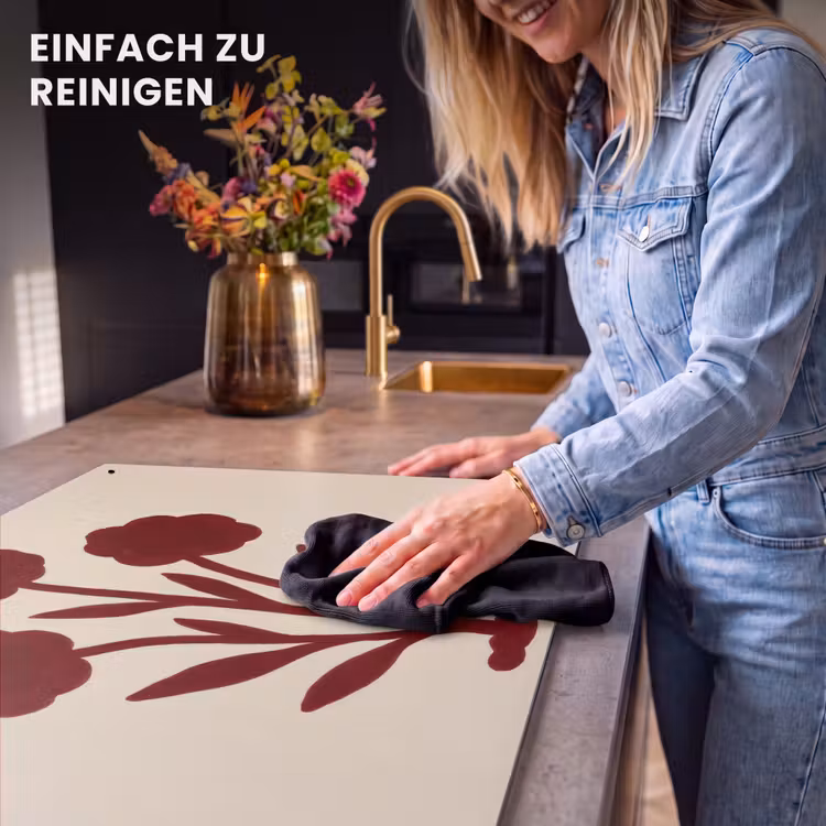 2-in-1 Herdabdeckplatte & Spritzschutz - Blumen - Blätter - Rot - Minimalistisch - Bloemen - Bladeren - Rood - Minimalistisch Inductie beschemer met haakjes klein