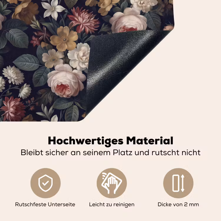 Bloemen - Boeket - Botanisch - Vintage - Donkere achtergrond Inductie beschemer met haakjes klein -ky-onderkant-de