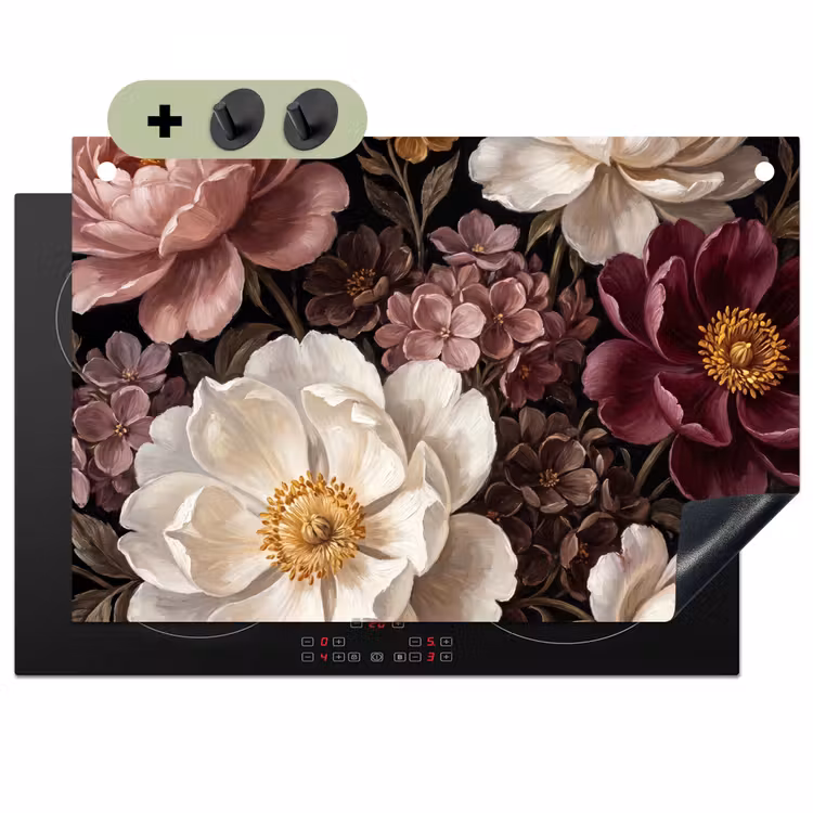Bloemen - Boeket - Klassiek - Donker - Rood Inductie beschemer met haakjes klein -3d