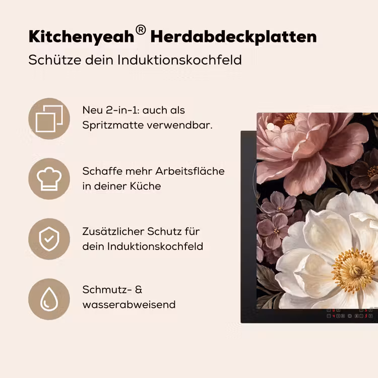 Bloemen - Boeket - Klassiek - Donker - Rood Inductie beschemer met haakjes klein -ky-usp-de