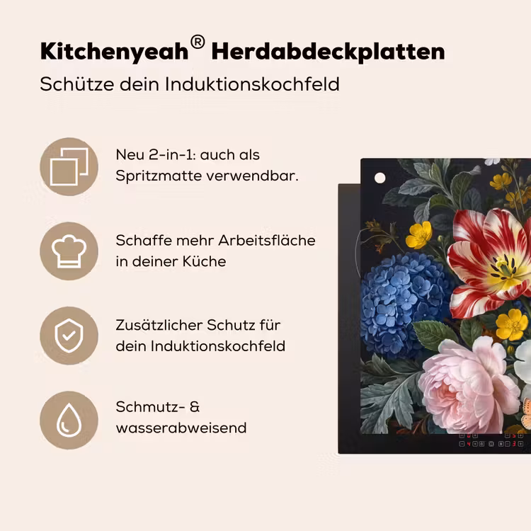 Bloemen - Boeket - Klassiek - Kleurrijk - Natuur Inductie beschemer met haakjes klein -ky-usp-de