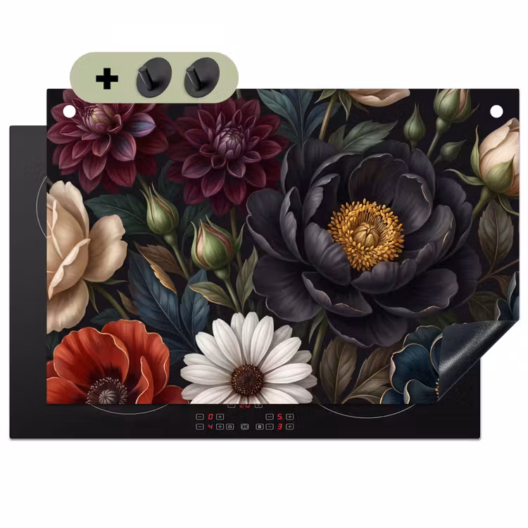 Bloemen - Boeket - Natuur - Klassiek - Weelderig Inductie beschemer met haakjes klein -3d