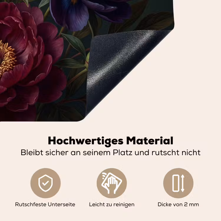 Bloemen - Boeket - Natuur - Modern - Donker Inductie beschemer met haakjes klein -ky-onderkant-de