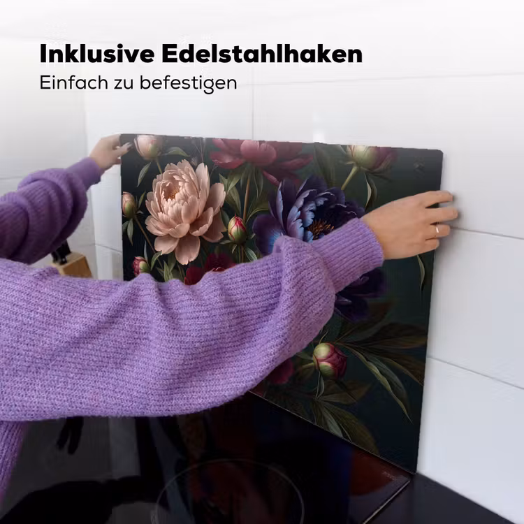 Bloemen - Boeket - Natuur - Modern - Donker Inductie beschemer met haakjes klein -ky-ophangen-de
