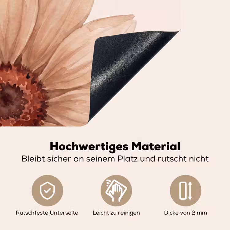 Bloemen - Bloemblad - Natuur - Aquarel - Beige Inductie beschemer met haakjes klein -ky-onderkant-de