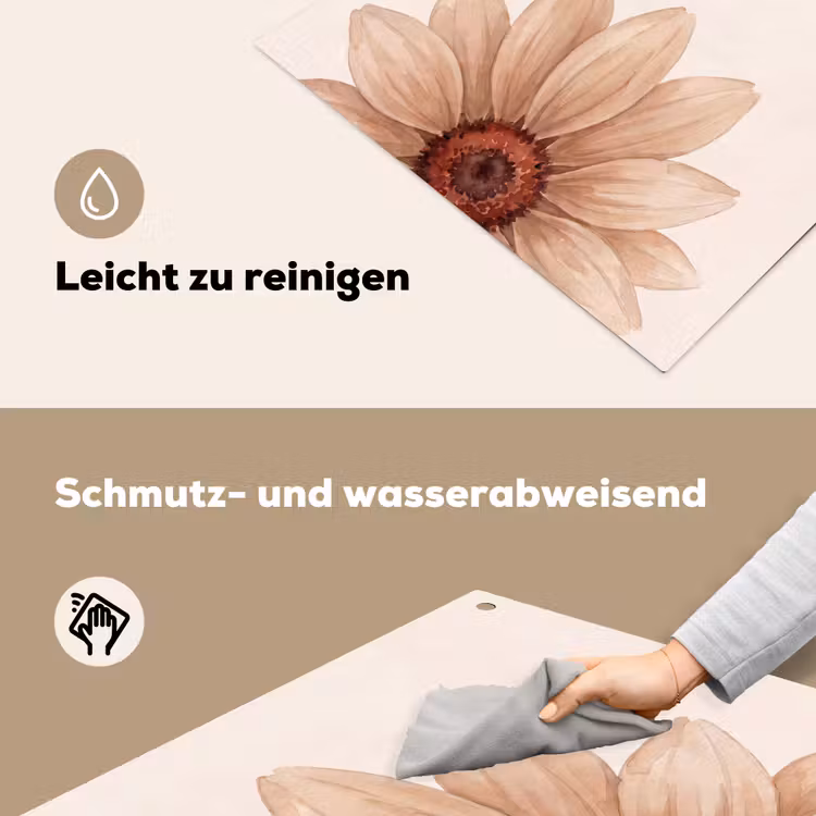 Bloemen - Bloemblad - Natuur - Aquarel - Beige Inductie beschemer met haakjes klein -ky-schoon-de