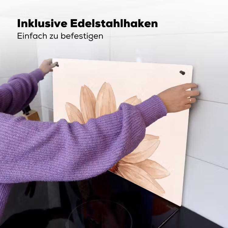 Bloemen - Bloemblad - Natuur - Aquarel - Beige Inductie beschemer met haakjes klein -ky-ophangen-de