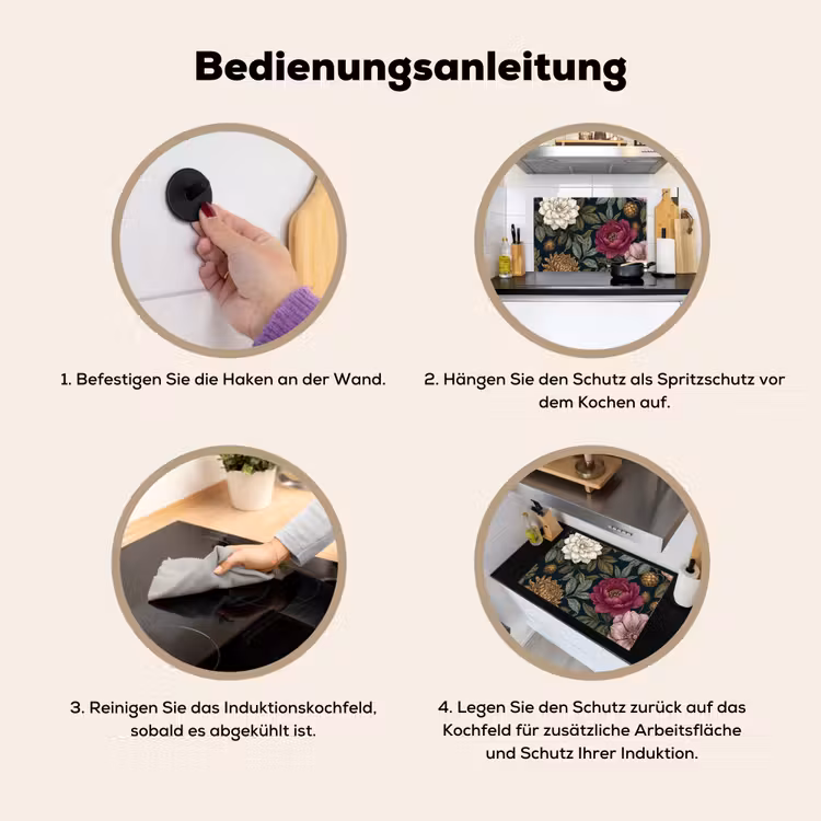Bloemen - Botanisch - Illustratie - Donker - Vintage Inductie beschemer met haakjes klein -ky-gebruik-de
