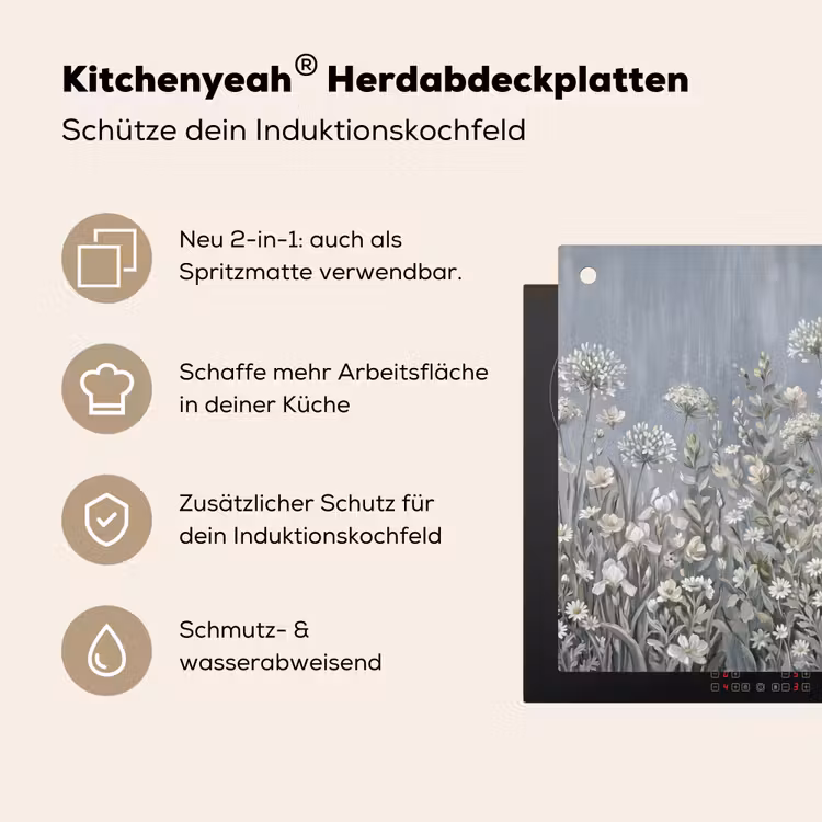 Bloemen - Botanisch - Blauw Inductie beschemer met haakjes klein -ky-usp-de