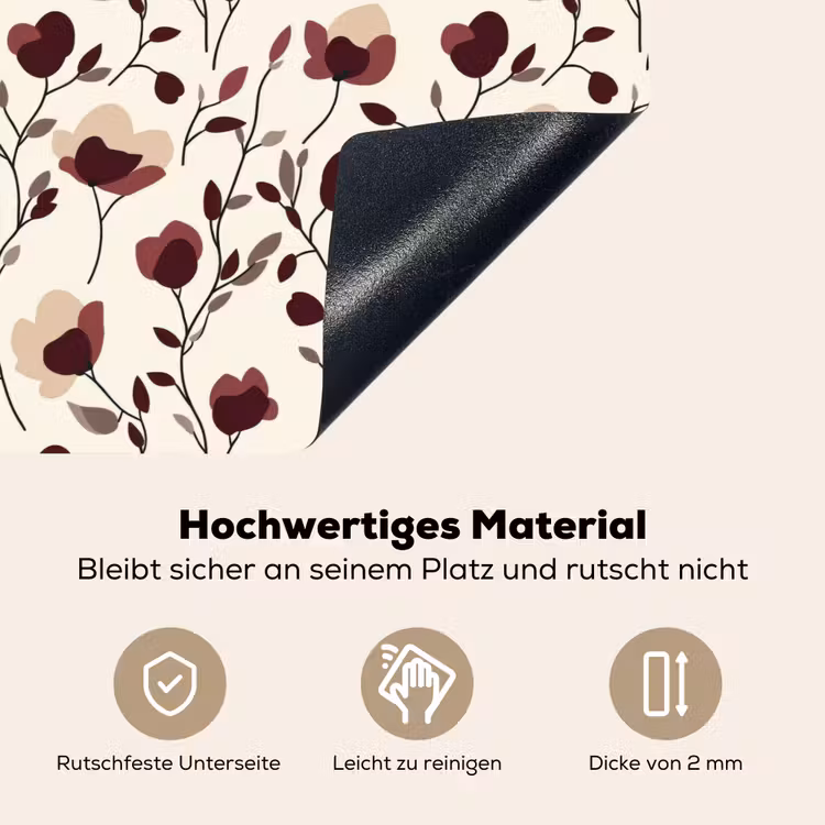 Bloemen - Botanisch - Bordeaux Inductie beschemer met haakjes klein 777 -ky-onderkant-de