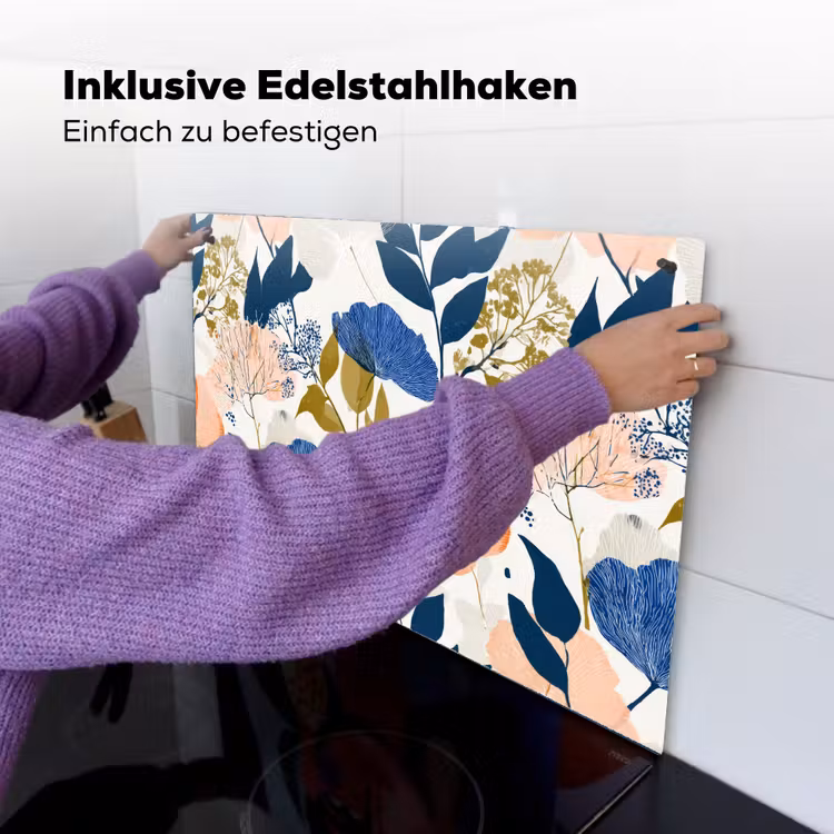Bloemen - Botanisch - Kleurrijk Inductie beschemer met haakjes klein 777 -ky-ophangen-de