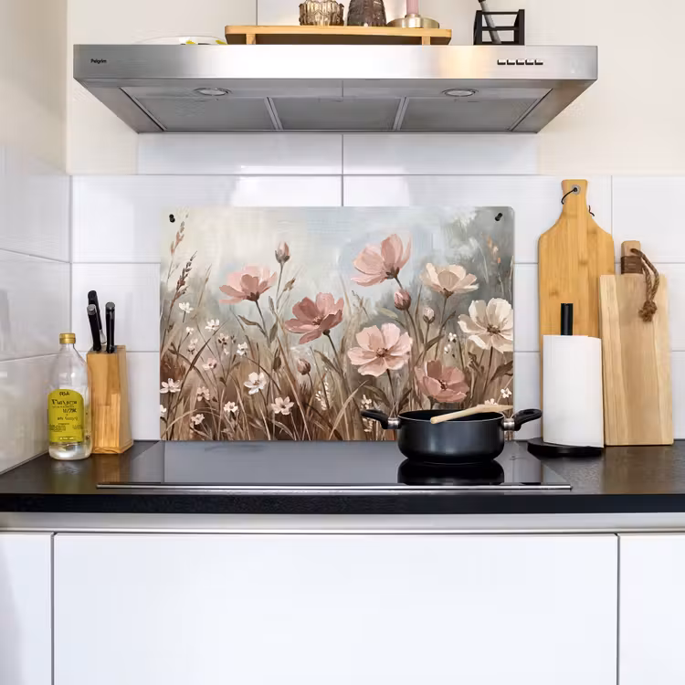 Bloemen - Botanisch - Schilderij - Pastel - Rustiek Inductie beschemer met haakjes klein -sfeer2