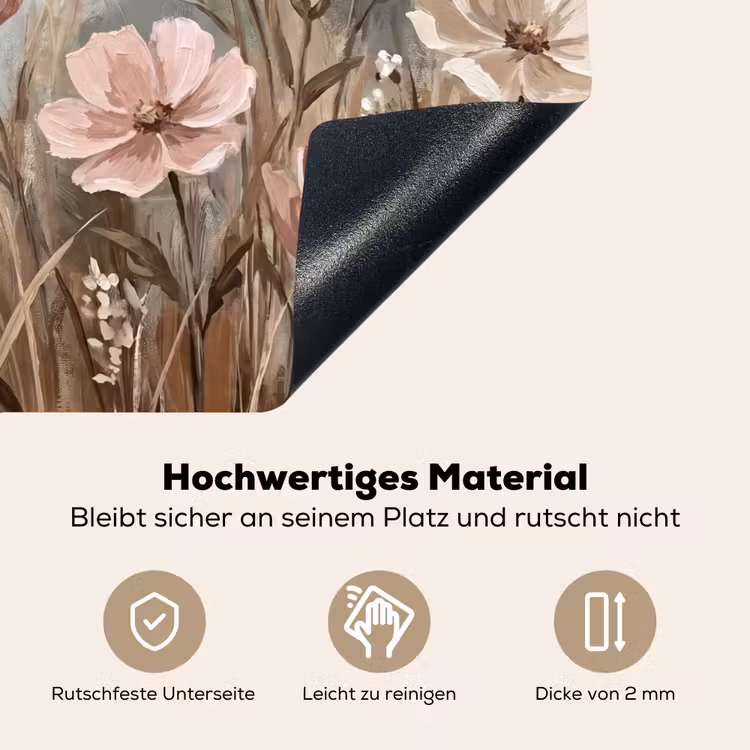 Bloemen - Botanisch - Schilderij - Pastel - Rustiek Inductie beschemer met haakjes klein -ky-onderkant-de
