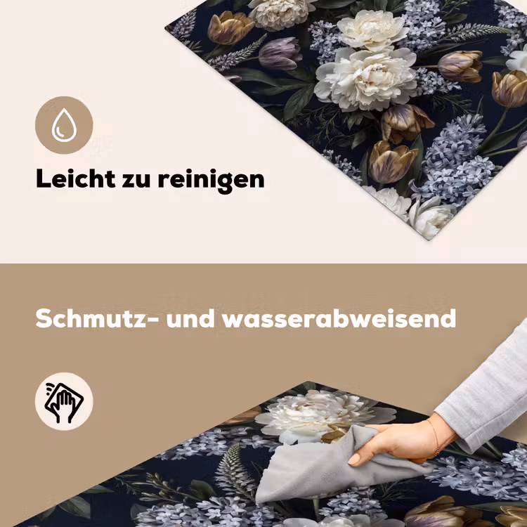 Bloemen - Donker - Elegant - Natuur - Wit Inductie beschemer met haakjes klein -ky-schoon-de