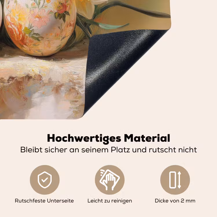 Bloemen - Eieren - Geschilderd Inductie beschemer met haakjes klein -ky-onderkant-de