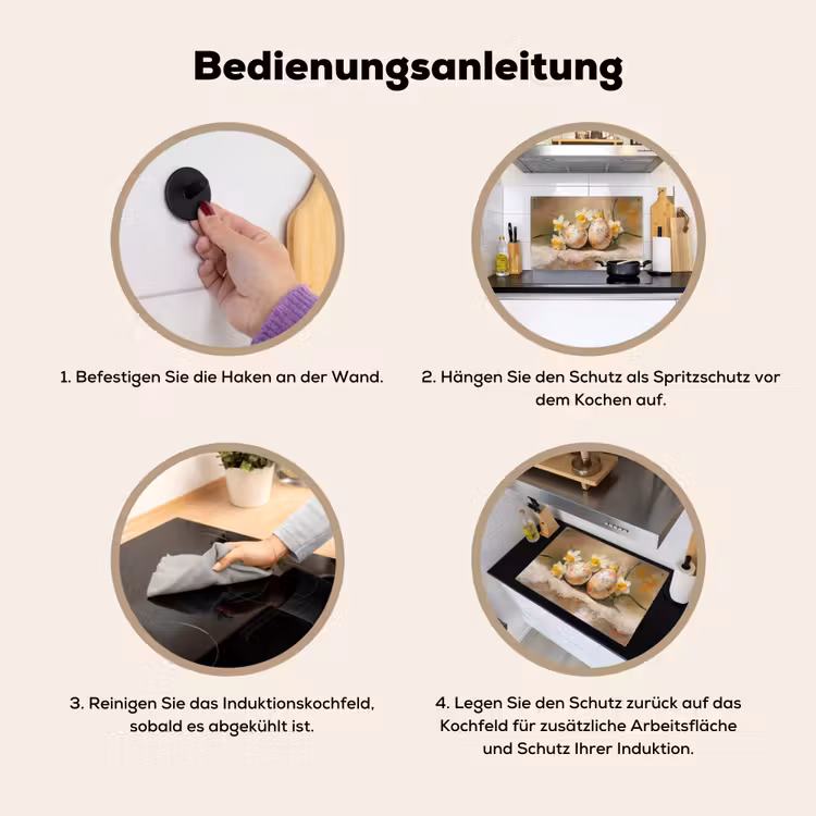 Bloemen - Eieren - Geschilderd Inductie beschemer met haakjes klein -ky-gebruik-de