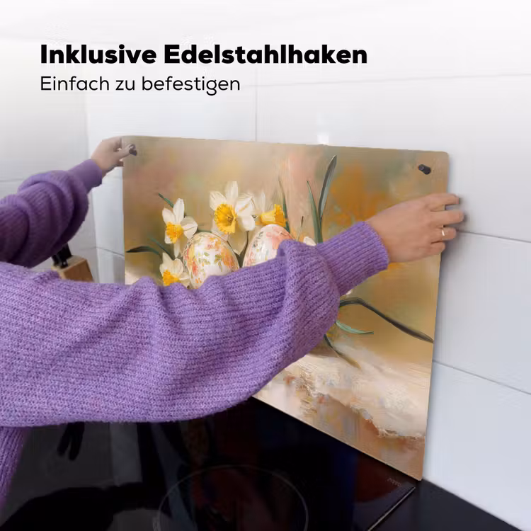 Bloemen - Eieren - Geschilderd Inductie beschemer met haakjes klein -ky-ophangen-de