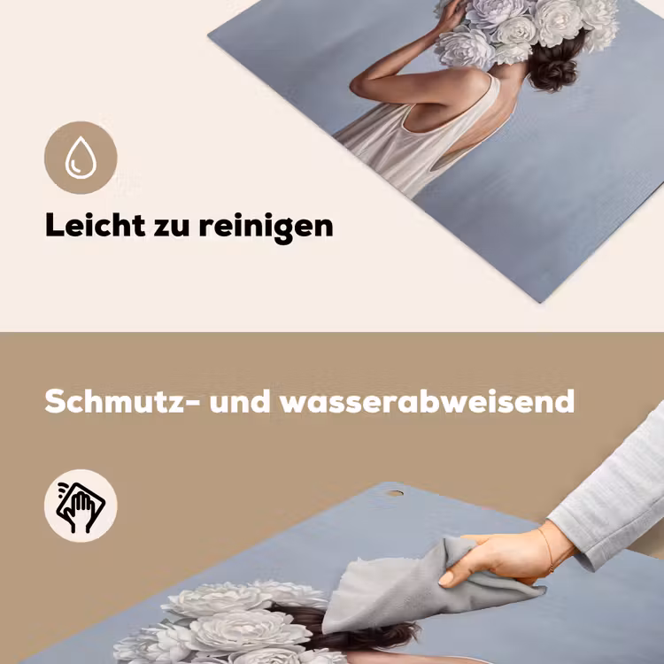 Bloemen - Vrouw - Wit Inductie beschemer met haakjes klein -ky-schoon-de