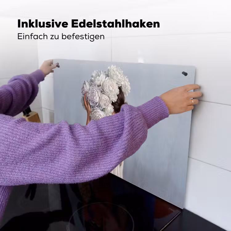 Bloemen - Vrouw - Wit Inductie beschemer met haakjes klein -ky-ophangen-de