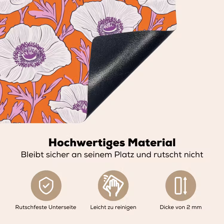 Bloemen - Grafisch - Oranje Inductie beschemer met haakjes klein 777 -ky-onderkant-de