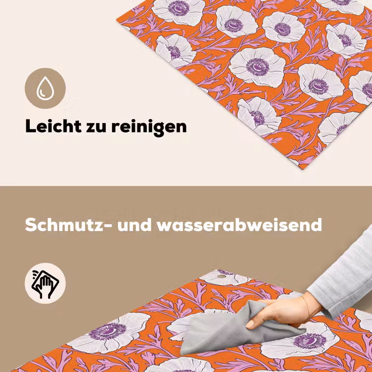 Bloemen - Grafisch - Oranje Inductie beschemer met haakjes klein 777 -ky-schoon-de