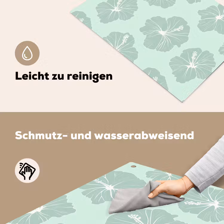 Bloemen - Hibiscus - Mint Inductie beschemer met haakjes klein 777 -ky-schoon-de