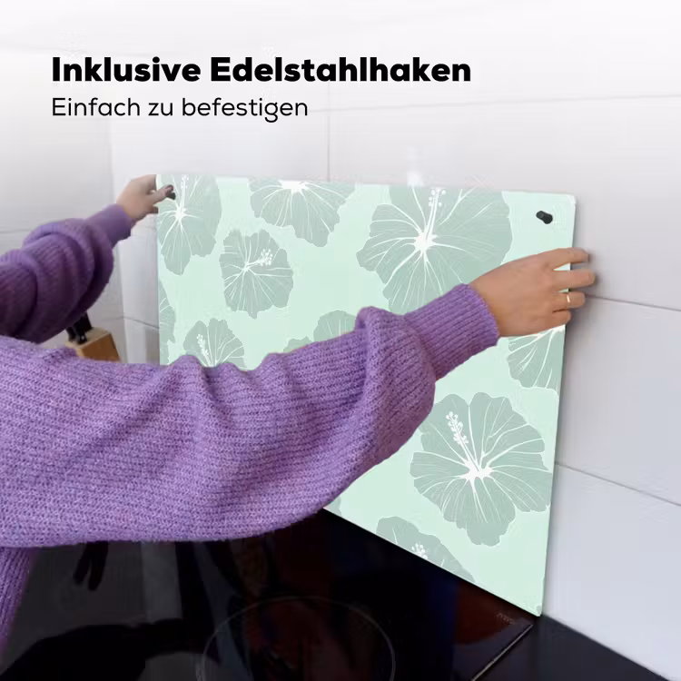 Bloemen - Hibiscus - Mint Inductie beschemer met haakjes klein 777 -ky-ophangen-de