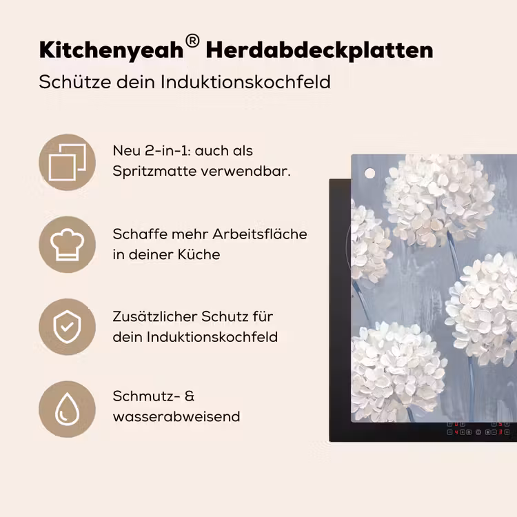 Bloemen - Illustratie - Blauw Inductie beschemer met haakjes klein -ky-usp-de