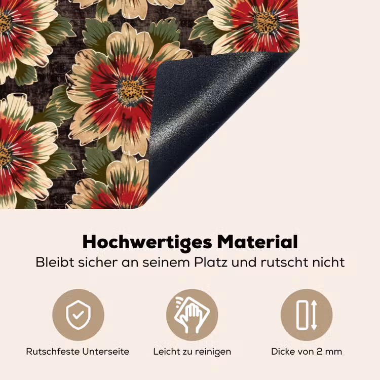 Bloemen - Klassiek - Patroon - Rood Inductie beschemer met haakjes klein 777 -ky-onderkant-de