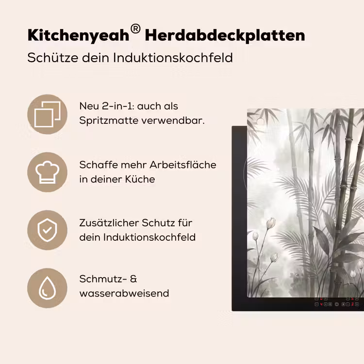 Bloemen - Knop - Tuin - Illustratie - Wit Inductie beschemer met haakjes klein -ky-usp-de