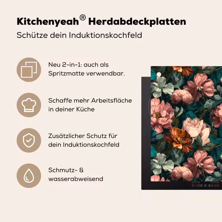 Bloemen - Schilderachtig - Patroon - Roze Inductie beschemer met haakjes klein 777 -ky-usp-de