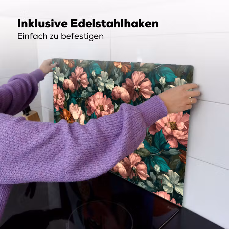 Bloemen - Schilderachtig - Patroon - Roze Inductie beschemer met haakjes klein 777 -ky-ophangen-de
