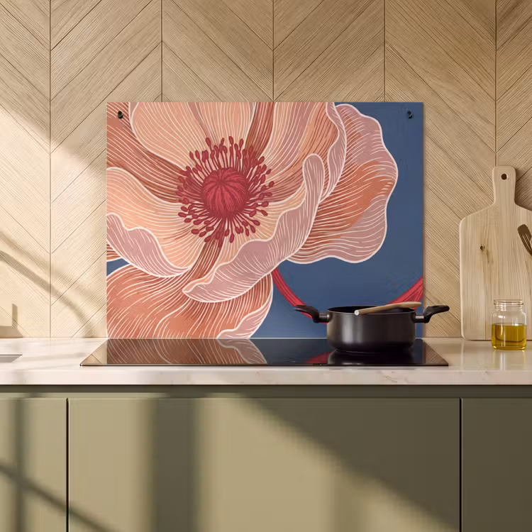 2-in-1 Herdabdeckplatte & Spritzschutz - Blumen – Modern – Abstrakt - Bloemen - Modern - Abstract Inductie beschemer met haakjes klein