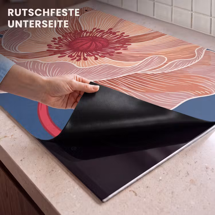 2-in-1 Herdabdeckplatte & Spritzschutz - Blumen – Modern – Abstrakt - Bloemen - Modern - Abstract Inductie beschemer met haakjes klein