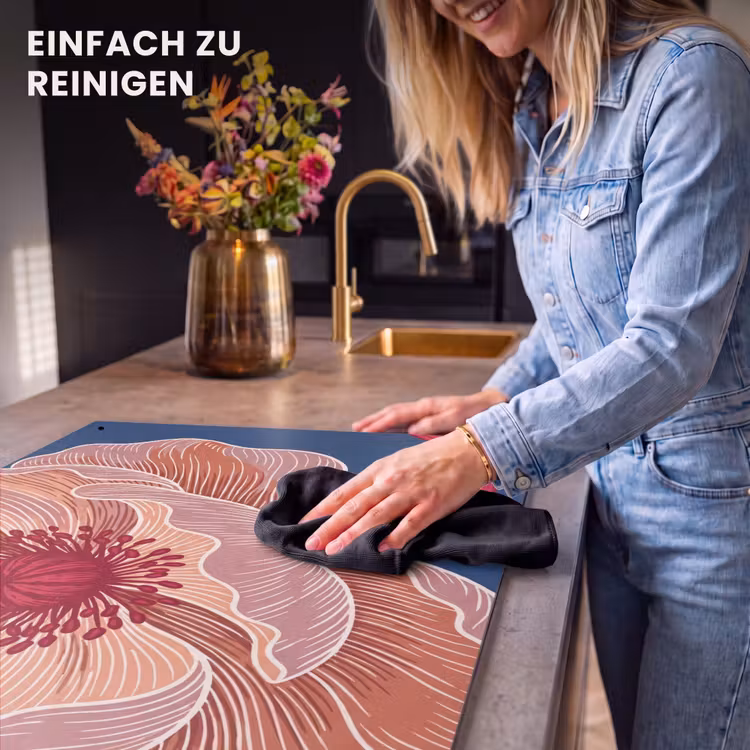 2-in-1 Herdabdeckplatte & Spritzschutz - Blumen – Modern – Abstrakt - Bloemen - Modern - Abstract Inductie beschemer met haakjes klein