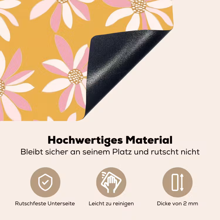 Bloemen - Modern - Geel Inductie beschemer met haakjes klein 777 -ky-onderkant-de