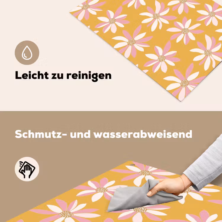 Bloemen - Modern - Geel Inductie beschemer met haakjes klein 777 -ky-schoon-de