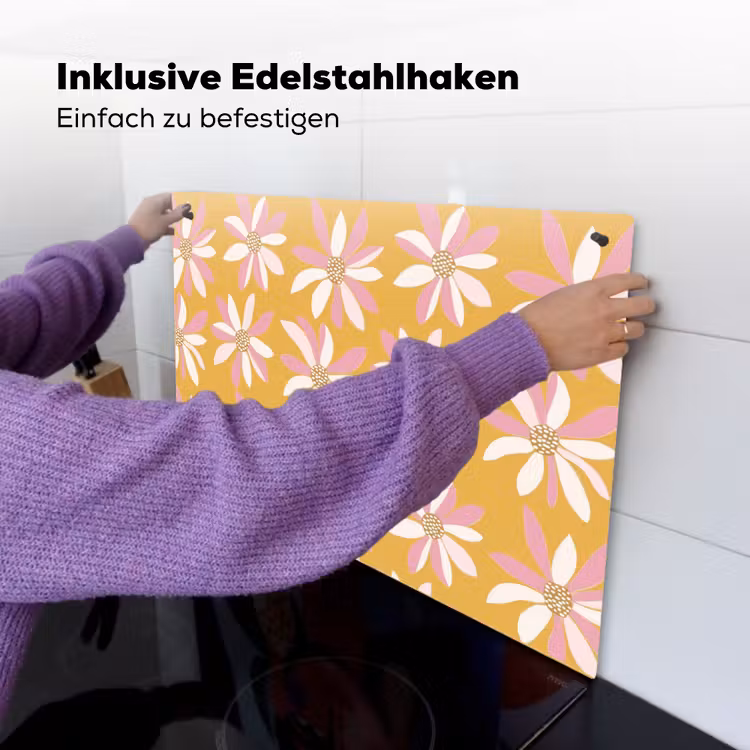 Bloemen - Modern - Geel Inductie beschemer met haakjes klein 777 -ky-ophangen-de