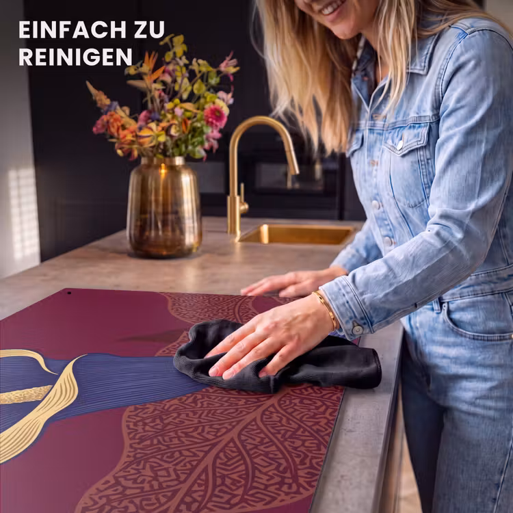 2-in-1 Herdabdeckplatte & Spritzschutz - Blumen – Modern – Lila - Bloemen - Modern - Paars Inductie beschemer met haakjes klein