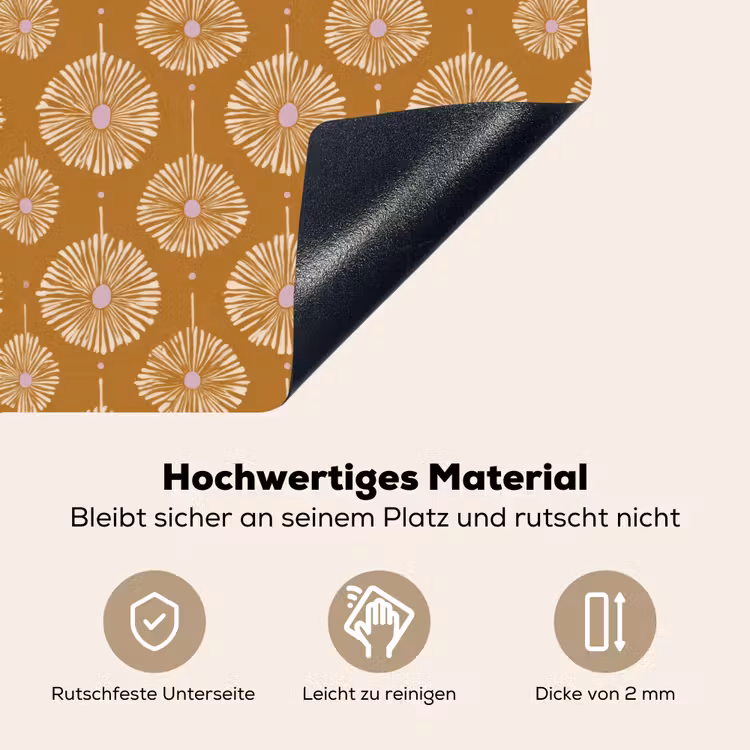 Bloemen - Modern - Oker Inductie beschemer met haakjes klein 777 -ky-onderkant-de