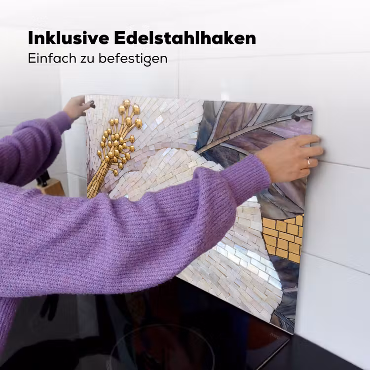 Bloemen - Mozaïek - Kunst - Modern - Goud Inductie beschemer met haakjes klein -ky-ophangen-de