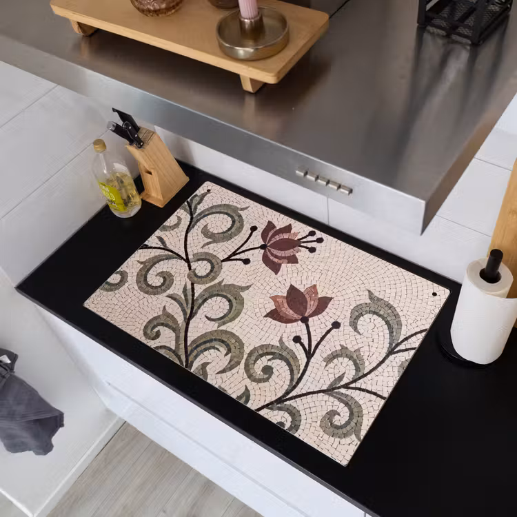 Bloemen - Mozaïek - Patroon - Abstract - Groen Inductie beschemer met haakjes klein -sfeer1