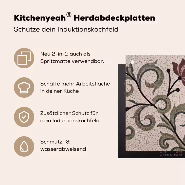 Bloemen - Mozaïek - Patroon - Abstract - Groen Inductie beschemer met haakjes klein -ky-usp-de