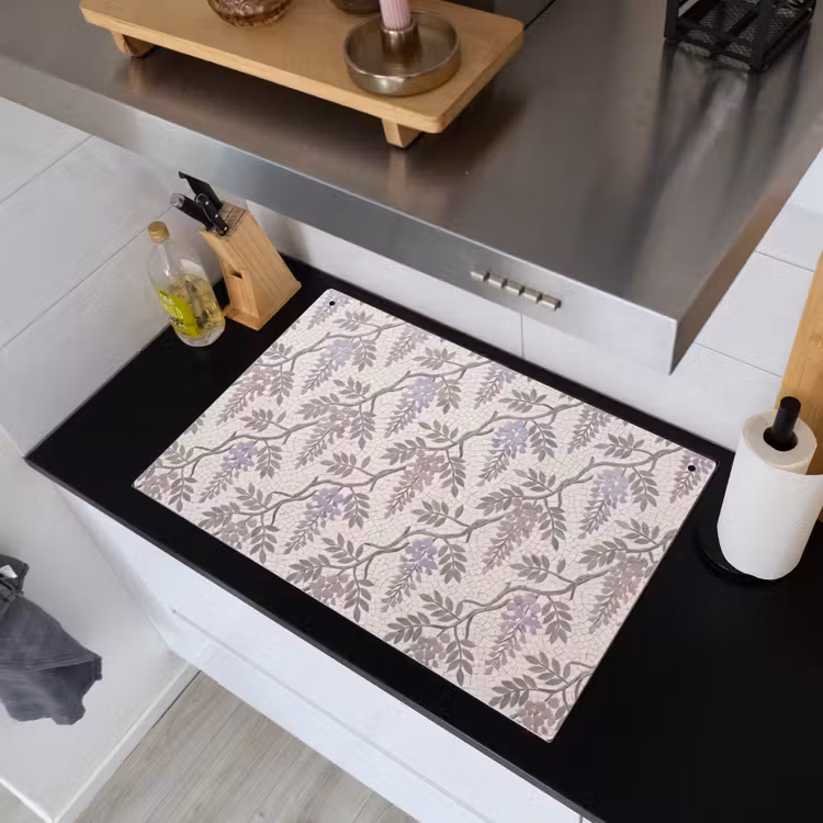 Bloemen - Mozaïek - Natuur - Patroon - Paars Inductie beschemer met haakjes klein -sfeer1