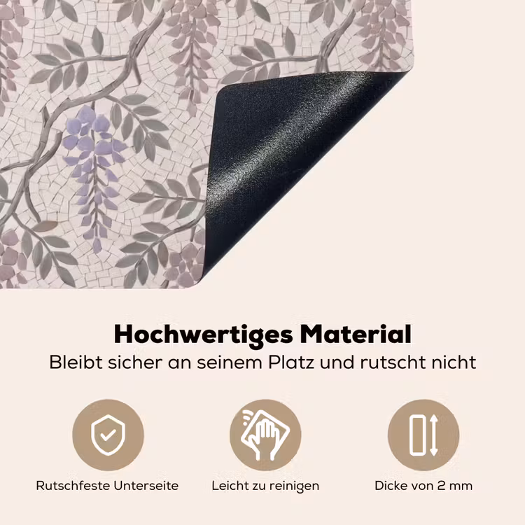 Bloemen - Mozaïek - Natuur - Patroon - Paars Inductie beschemer met haakjes klein -ky-onderkant-de