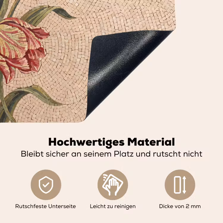 Bloemen - Mozaïek - Rood - Groen - Kunst Inductie beschemer met haakjes klein -ky-onderkant-de